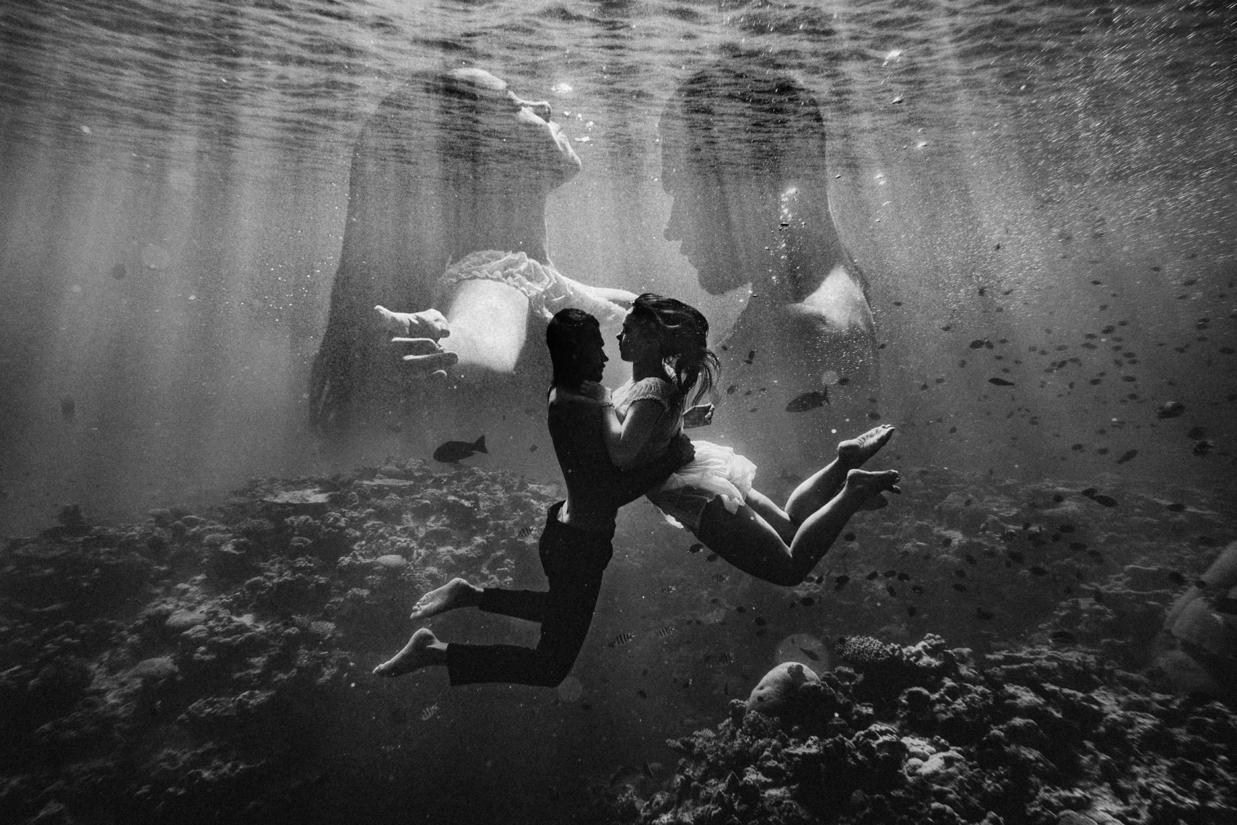 Couple together underwater