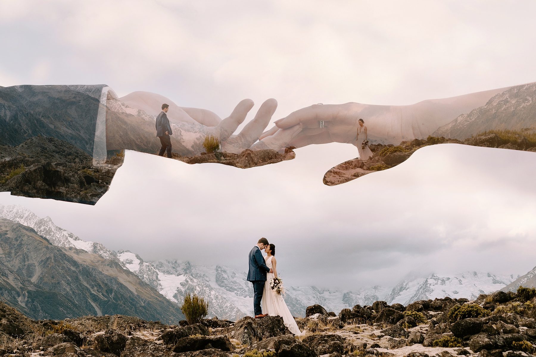 Wedding couple in the mountains